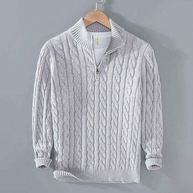 Mens Half Zip Sweater | Cable Knit | Quarter Zip | Half Zip Pullover | Mens Knitted Jumper