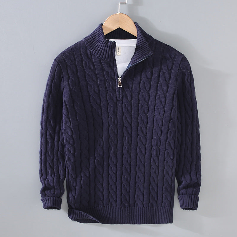 Mens Half Zip Sweater | Cable Knit | Quarter Zip | Half Zip Pullover | Mens Knitted Jumper
