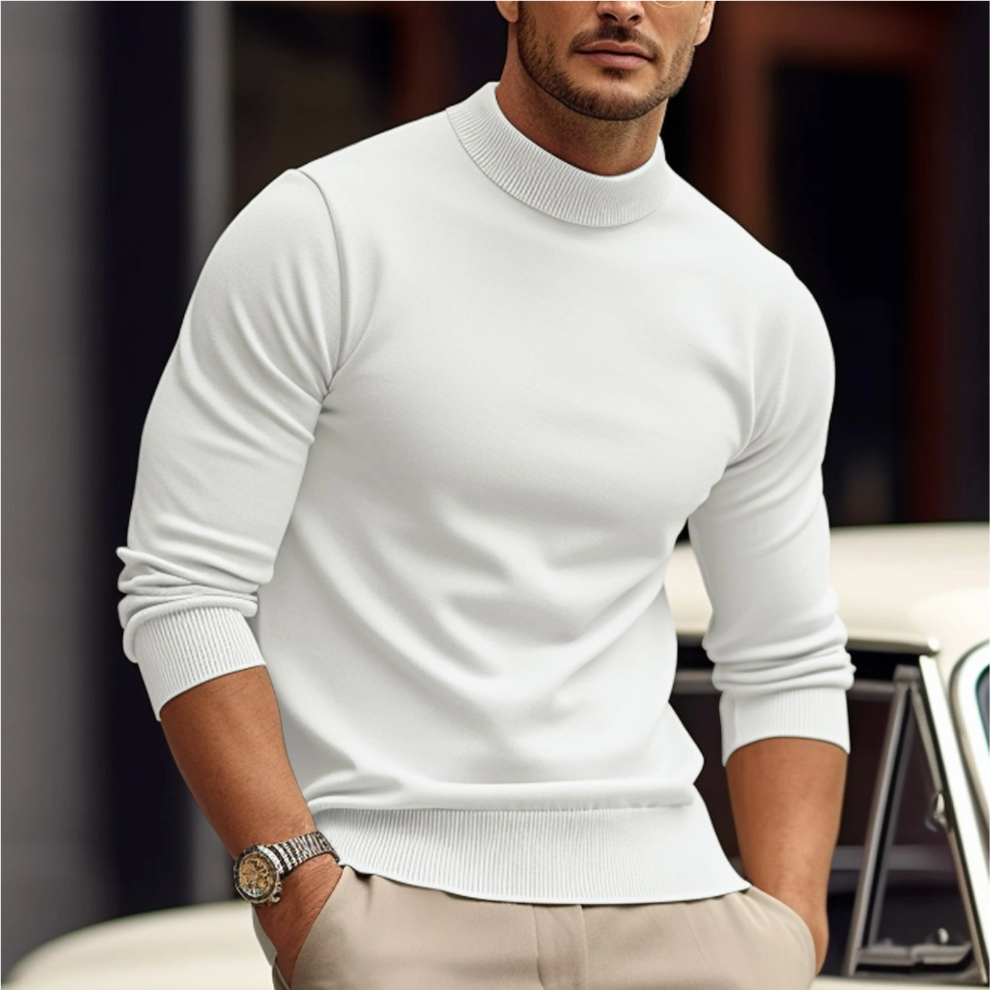 Knit Sweater - High Neck - Long Sleeve - Roll Neck Jumper - Men's Jumper
