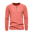 Long Sleeve T-Shirt - Men's Plain Quarter Button Long Sleeve Shirt