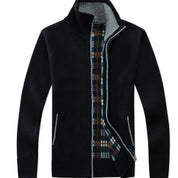 Knitted Cardigan - Men's Warm Standing Collar Zip-Up Cardigan