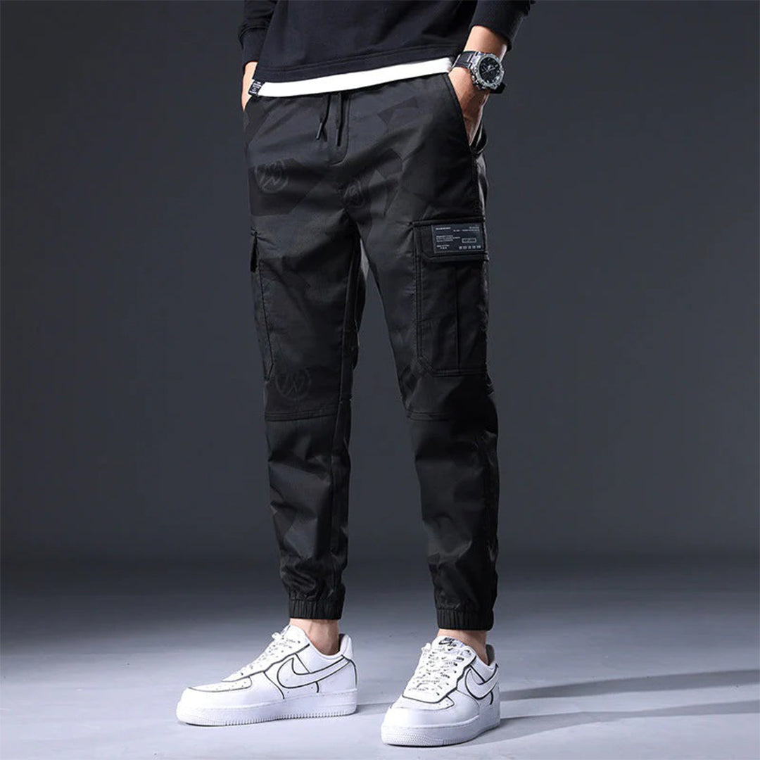Cargo Joggers - Men's Camouflage Drawstring Skinny Cargo Pants