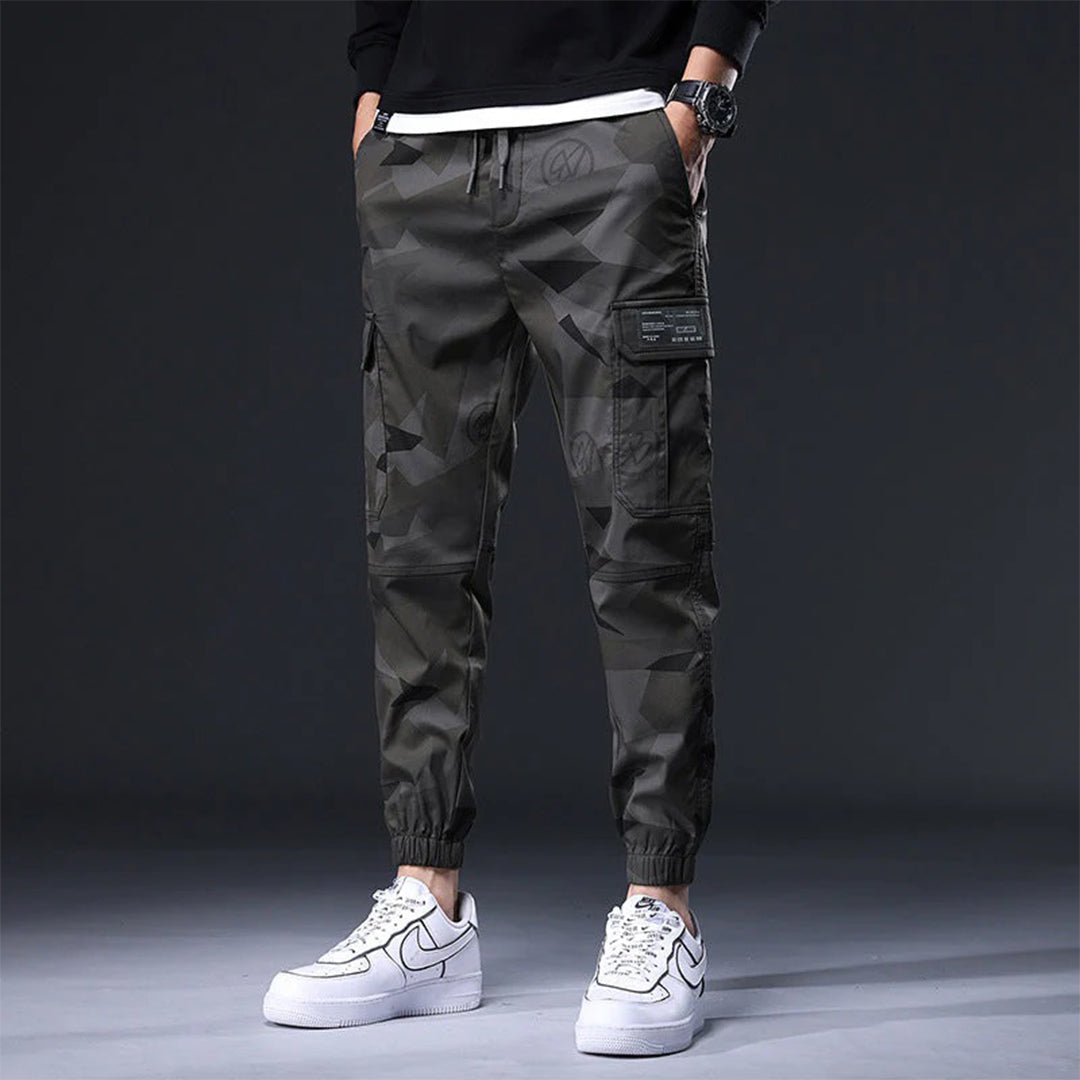 Cargo Joggers - Men's Camouflage Drawstring Skinny Cargo Pants