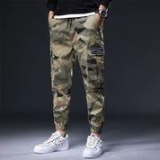 Cargo Joggers - Men's Camouflage Drawstring Skinny Cargo Pants