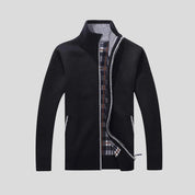 Knitted Cardigan - Men's Warm Standing Collar Zip-Up Cardigan