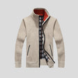 Knitted Cardigan - Men's Warm Standing Collar Zip-Up Cardigan
