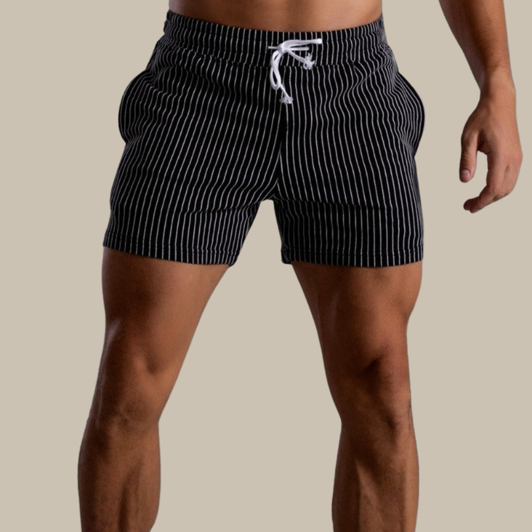 Summer Shorts - Striped - Elastic Waist - Drawstring Shorts - Men's Shorts