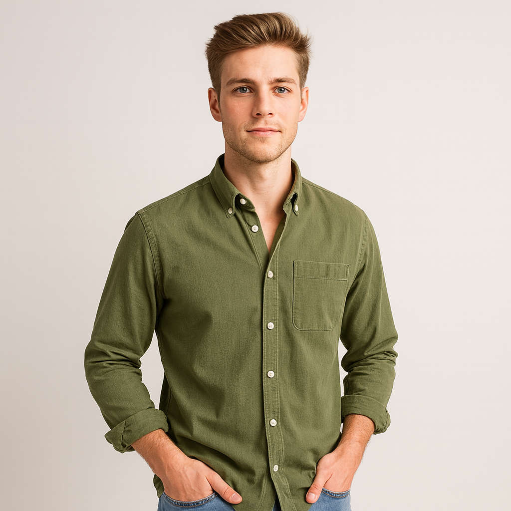 Button-Up Shirt - Men's Casual Collared Long Sleeve Shirt