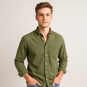 Button-Up Shirt - Men's Casual Collared Long Sleeve Shirt