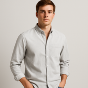 Button-Up Shirt - Men's Casual Collared Long Sleeve Shirt