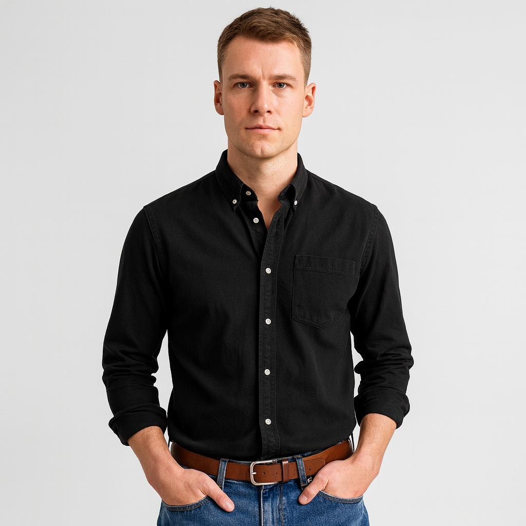Button-Up Shirt - Men's Casual Collared Long Sleeve Shirt