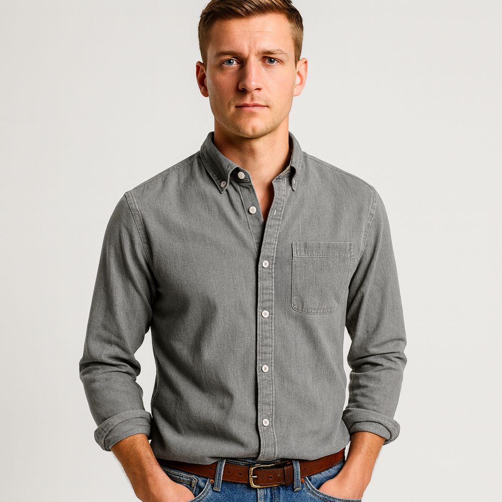 Button-Up Shirt - Men's Casual Collared Long Sleeve Shirt