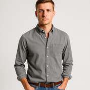 Button-Up Shirt - Men's Casual Collared Long Sleeve Shirt