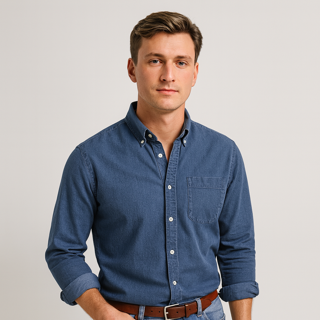 Button-Up Shirt - Men's Casual Collared Long Sleeve Shirt