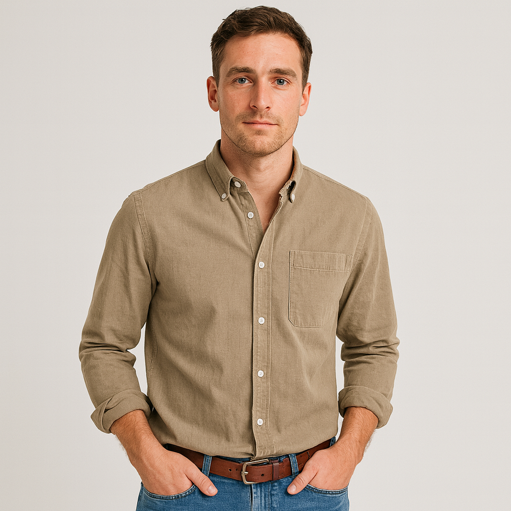 Button-Up Shirt - Men's Casual Collared Long Sleeve Shirt