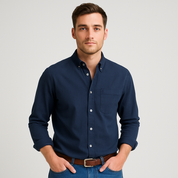 Button-Up Shirt - Men's Casual Collared Long Sleeve Shirt