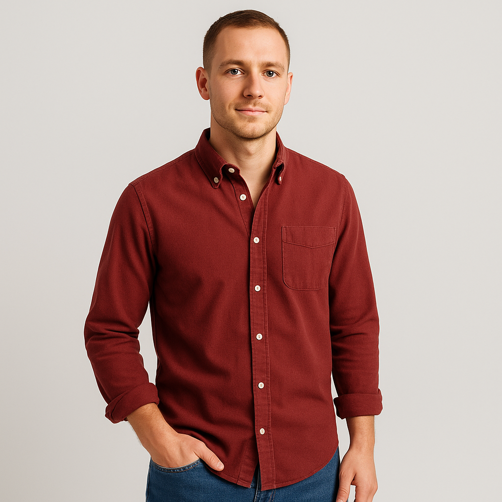 Button-Up Shirt - Men's Casual Collared Long Sleeve Shirt