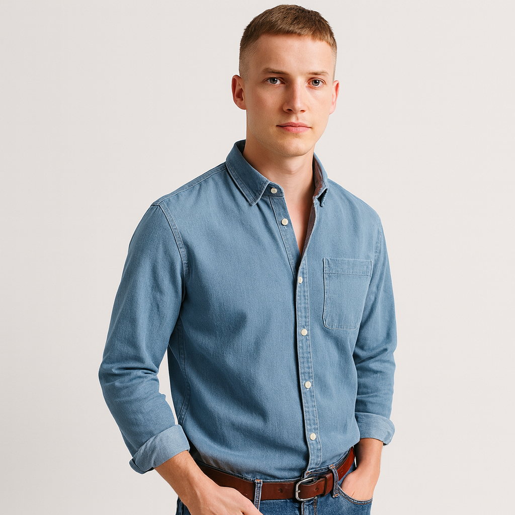 Button-Up Shirt - Men's Casual Collared Long Sleeve Shirt