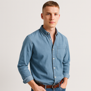 Button-Up Shirt - Men's Casual Collared Long Sleeve Shirt