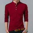 Long Sleeve T-Shirt - Buttoned Up - Slim Fit - Polo Shirt - Men's Clothing