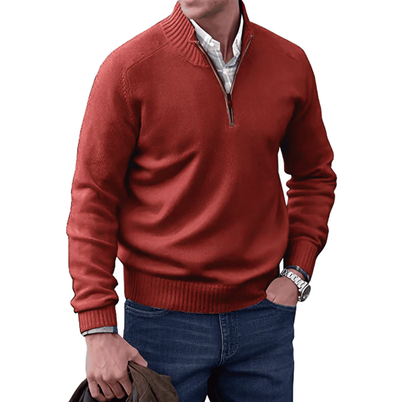 Mens Quarter Zip Jumper - Winter - Pullover - Knitted jumper - Mens Half Zip Sweater