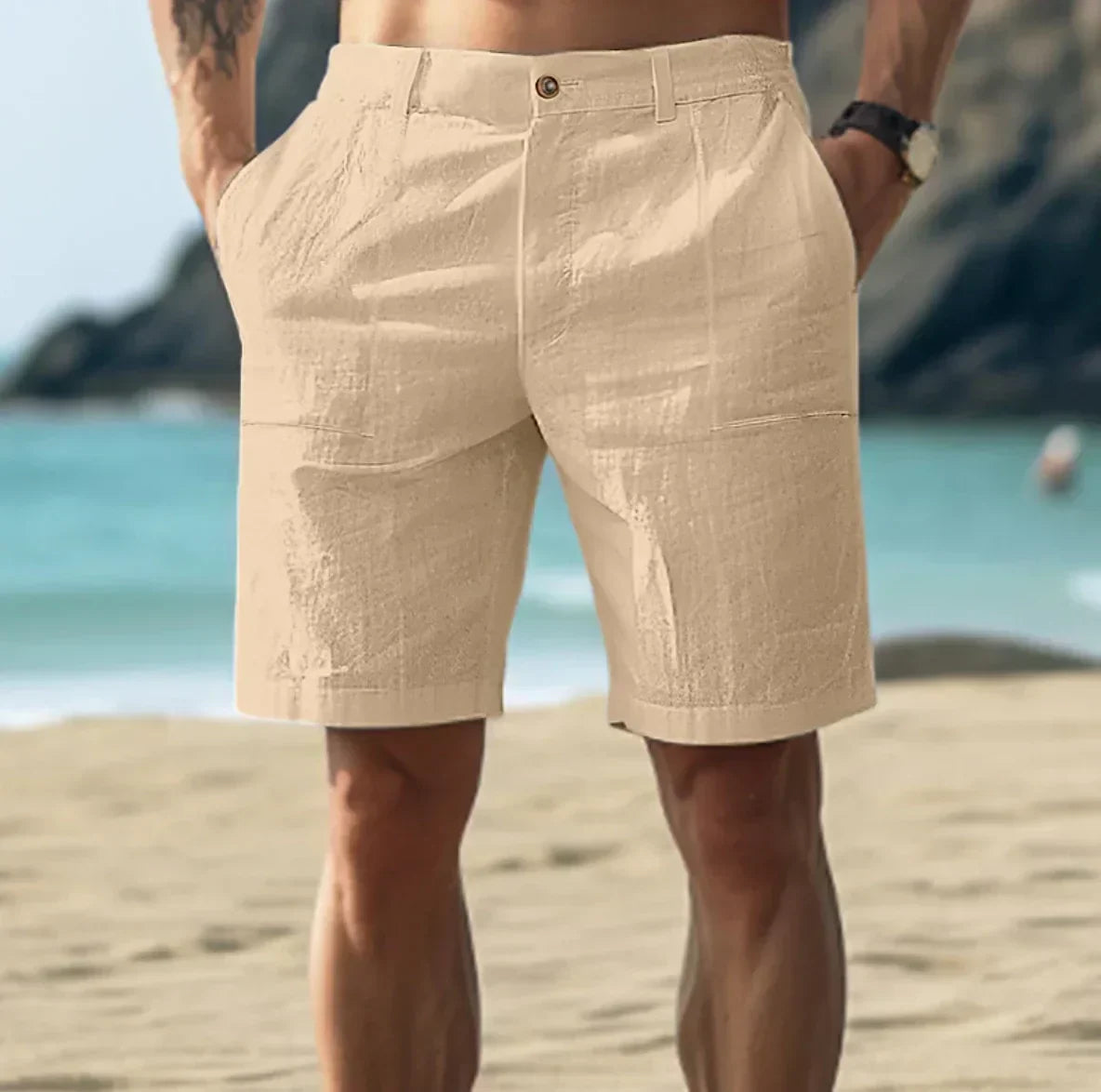 Linen Shorts - Men's Casual Lightweight Summer Shorts with Pockets