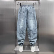 Denim Joggers - Baggy - Elastic Waist - Jogger Jeans - Men's Trousers