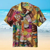 Summer Shirt | Ice Cream Print | Button-Up | Hawaiian Shirt | Mens Short Sleeve Shirts