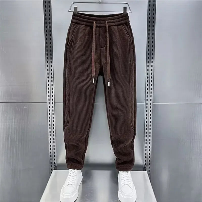 Corduroy Pants - Men's Elastic Waist Loose Fit Baggy Cord Pants