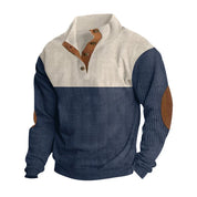 Winter Pullover - Elbow Patches - Button Neck - Sweater - Men's Clothing