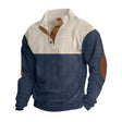 Winter Pullover - Elbow Patches - Button Neck - Sweater - Men's Clothing