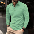 Polo Shirt - Men's Collared Long Sleeve Polo Shirt