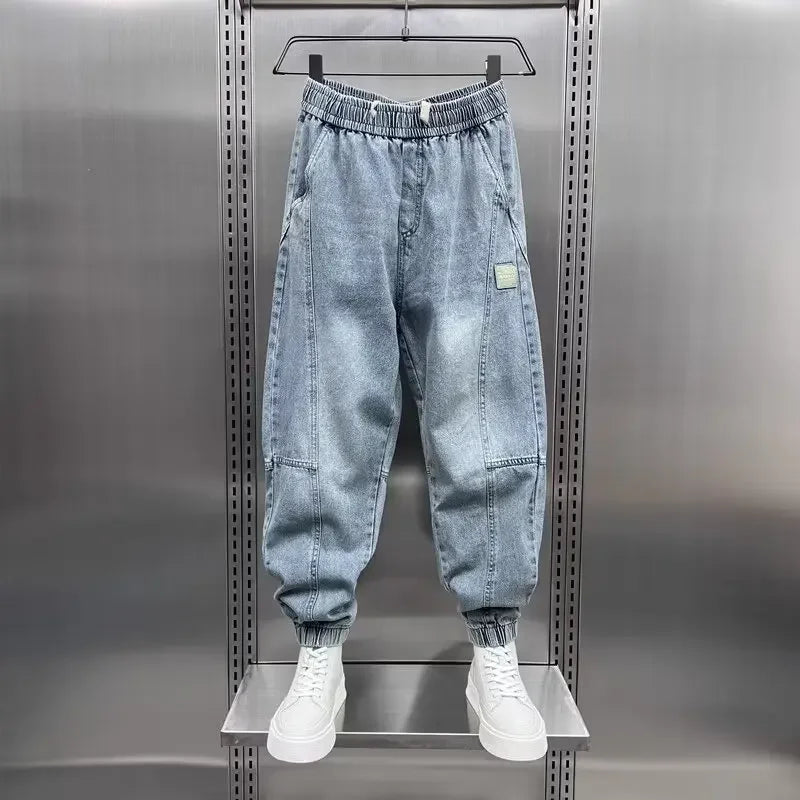 Denim Joggers - Baggy - Elastic Waist - Jogger Jeans - Men's Trousers