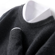 Knitted Jumper - Men's Warm Round Neck Knit Pullover Sweater