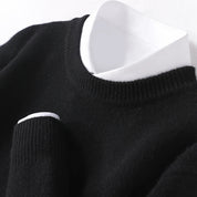 Knitted Jumper - Men's Warm Round Neck Knit Pullover Sweater