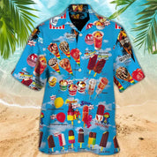 Summer Shirt | Ice Cream Print | Button-Up | Hawaiian Shirt | Mens Short Sleeve Shirts