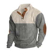 Winter Pullover - Elbow Patches - Button Neck - Sweater - Men's Clothing