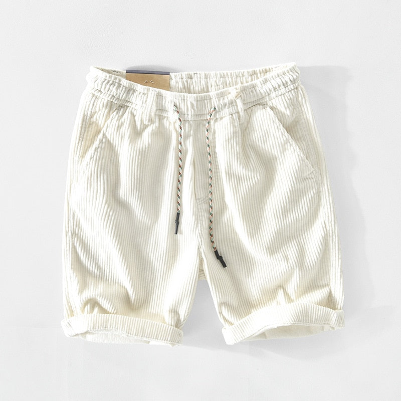 Corduroy Shorts - Men's Loose Fit Drawstring  Cord Shorts for Summer