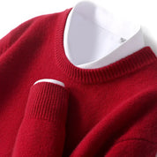 Knitted Jumper - Men's Warm Round Neck Knit Pullover Sweater