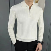 Quarter Zip Jumper - Men's Collared Knitted Polo Pullover Sweater