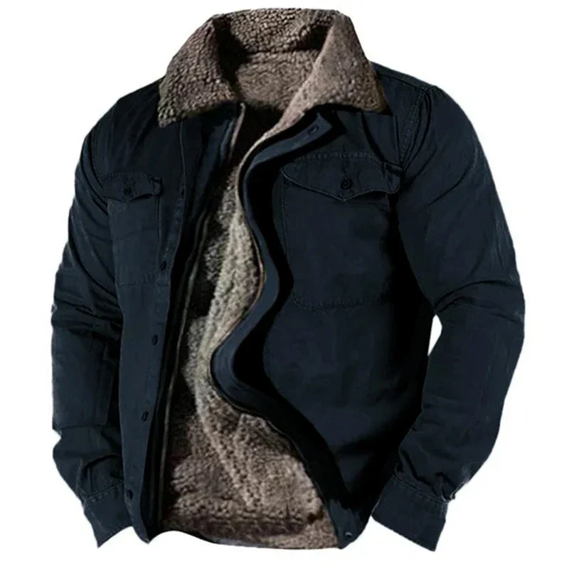 Winter Jacket - Men's Casual Zip-Up Fleece Lined Winter Coat