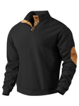 Sweatshirt - Men's Warm Waffle Pullover Sweater with Elbow Patches