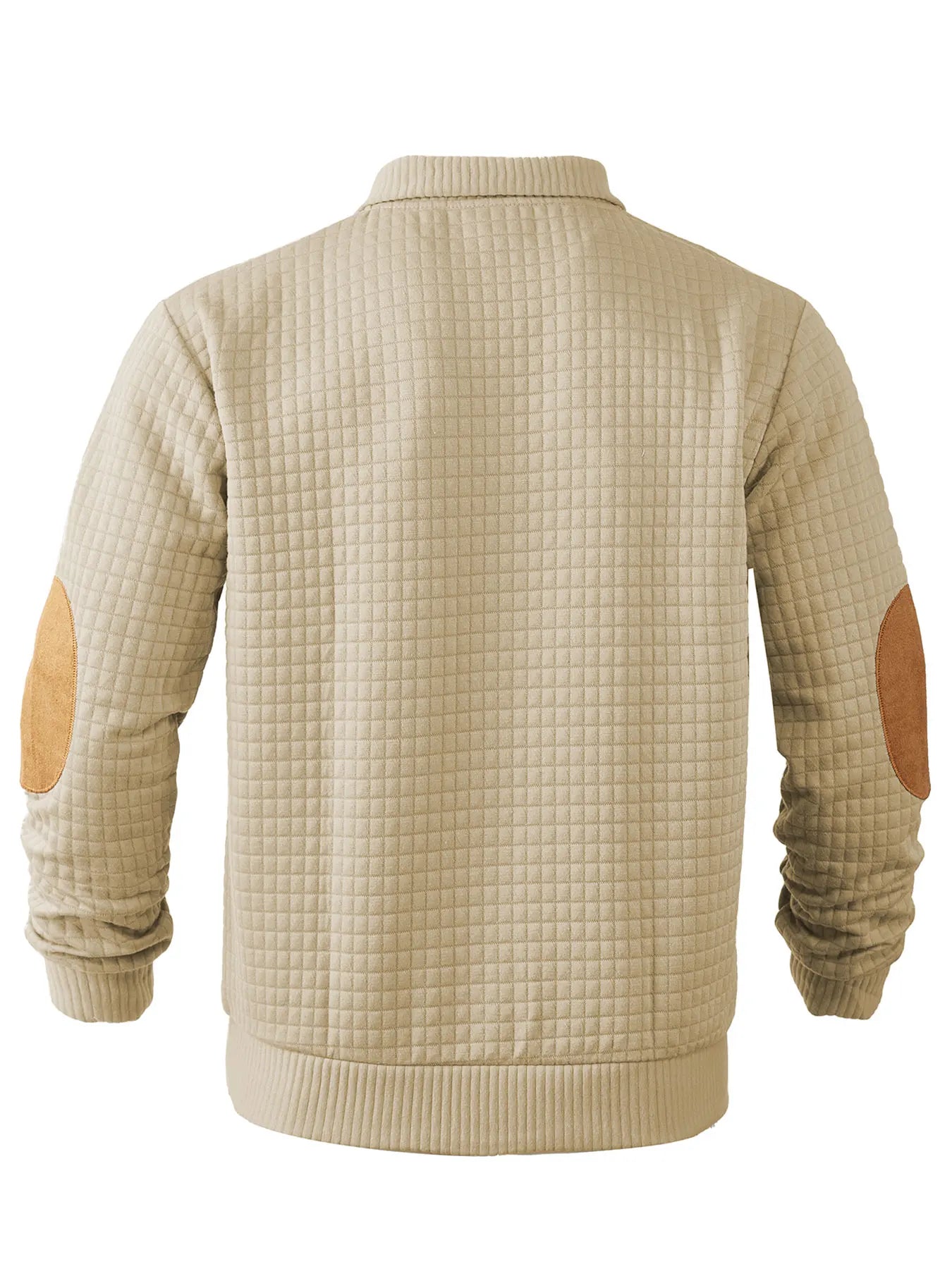 Sweatshirt - Men's Warm Waffle Pullover Sweater with Elbow Patches