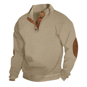 Sweatshirt - Men's Warm Waffle Pullover Sweater with Elbow Patches