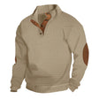 Sweatshirt - Men's Warm Waffle Pullover Sweater with Elbow Patches