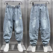 Denim Joggers - Baggy - Elastic Waist - Jogger Jeans - Men's Trousers