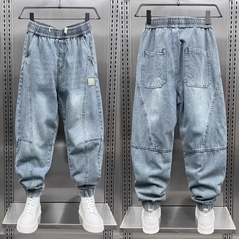 Denim Joggers - Baggy - Elastic Waist - Jogger Jeans - Men's Trousers