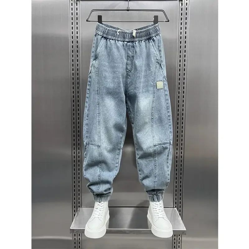Denim Joggers - Baggy - Elastic Waist - Jogger Jeans - Men's Trousers