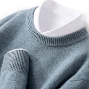 Knitted Jumper - Men's Warm Round Neck Knit Pullover Sweater
