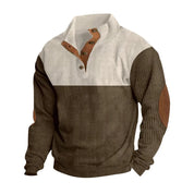 Winter Pullover - Elbow Patches - Button Neck - Sweater - Men's Clothing